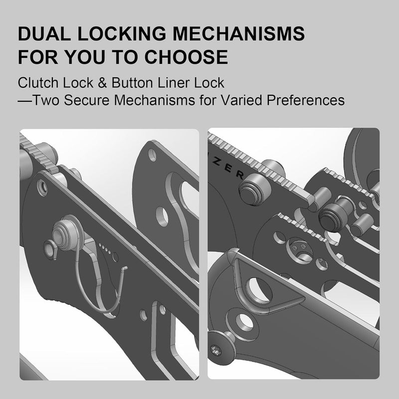 KIZER سكين جيب دروب بير 2، شفرة شيفت فوت نيترو-في 2.84" قابلة للطي مع مقبض ميكارتا أسود، سكاكين EDC بقفل كلتش مع نتوءات على العمود للرجال والنساء V3619.2KS1 - Image 3